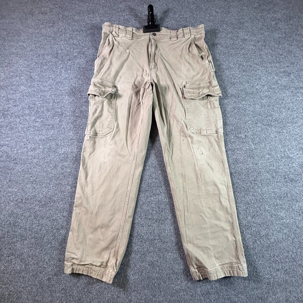 Duluth Flex Fire Hose Cargo Pant Mens 40x34 Beige Straight Relaxed-Fit Carpenter